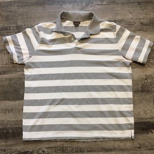 Cherokee Polo in White & Gray Stripes